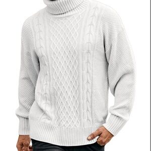 Men's White Turtleneck Sweater